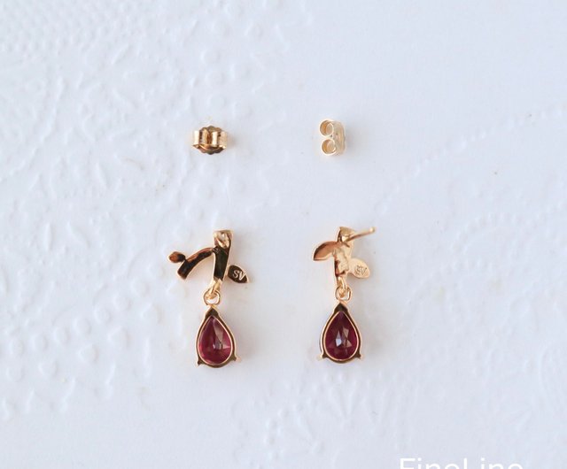 January birthstone garnet twig earrings Beautiful rhodolite garnet