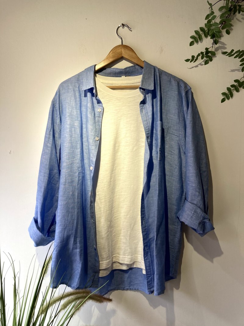 Cotton long-sleeved Linen shirt - เสื้อเชิ้ตผู้ชาย - ผ้าฝ้าย/ผ้าลินิน หลากหลายสี