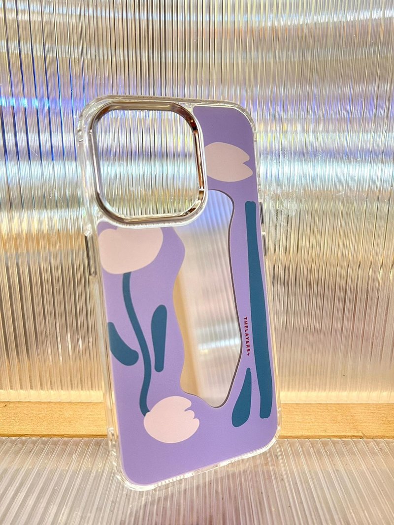 iPhone 16| 粉紫色玫瑰Blossom鏡面手機殼 | 幾何植物花朵圖案 - 手機殼/手機套 - 塑膠 紫色