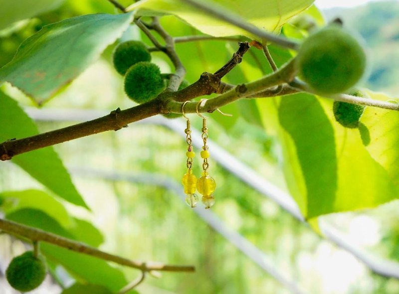 Handmade glass earrings - Earrings & Clip-ons - Colored Glass Yellow