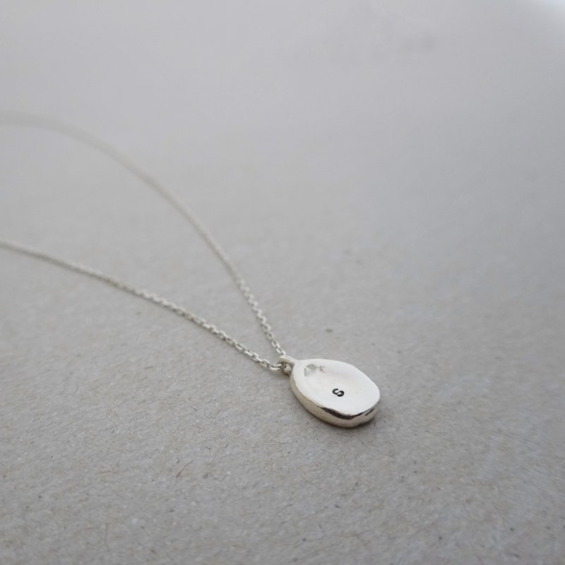 Initial Signet Necklace | Letter Stamp Sterling Silver Necklace - Necklaces - Silver 