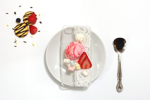 Cool Strawberry ice cream phone shell | Simulation food phone shell made of clay