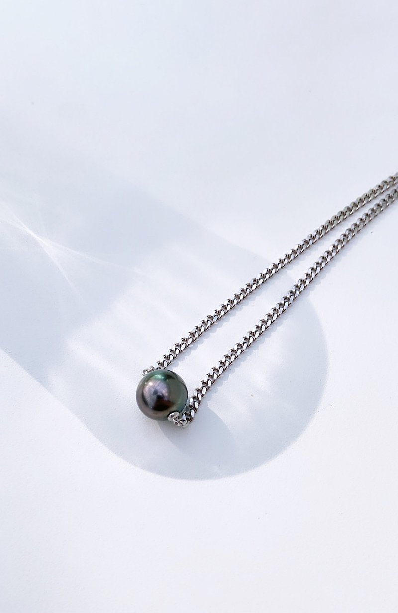 925 Silver Wild Cuban Black Pearl Necklace - สร้อยคอ - เงิน 