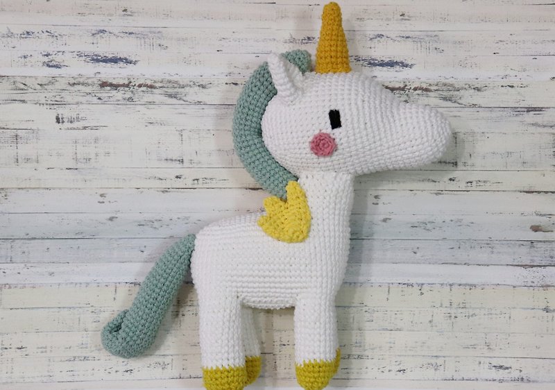 Avery Unicorn Handmade Crochet Appease Doll - ของเล่นเด็ก - ผ้าฝ้าย/ผ้าลินิน หลากหลายสี