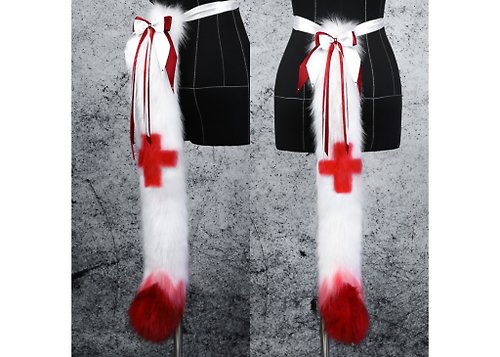 Catzo Club Nurse Witch Cat Tail Faux Fur Tail