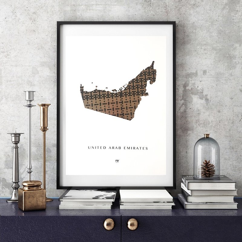 MusicCloth United Arab Emirates Map poster weaved of cassette tapes