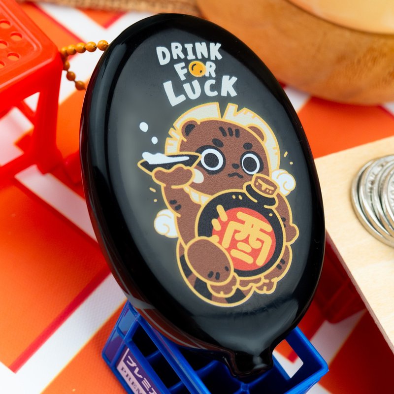 小狸貓捏捏零錢包 - 日本狸貓插畫 - 鑰匙圈/鑰匙包 - 其他材質 黑色