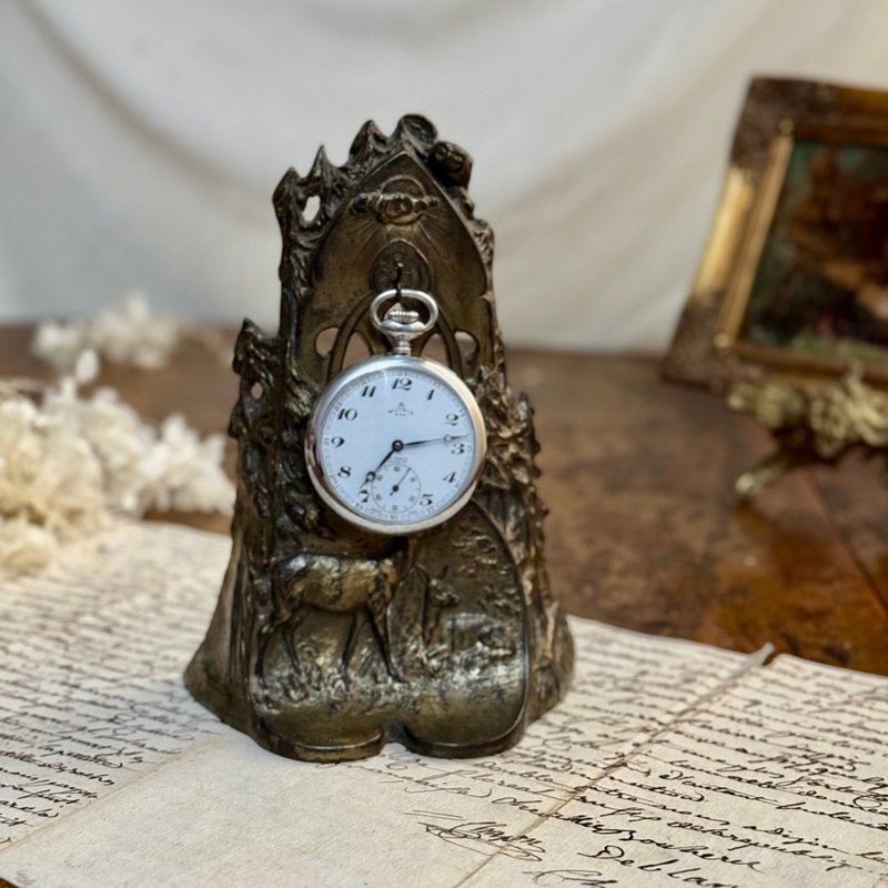 * 50831-稀有法國古董青銅懷錶架 - 擺飾/家飾品 - 銅/黃銅 