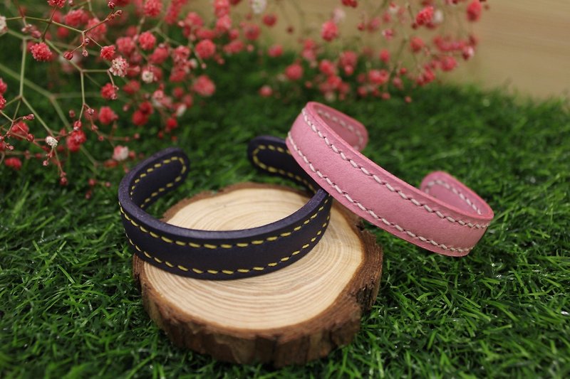 [Mini5] C-shaped simple leather bracelet (2 in discount price) - Bracelets - Genuine Leather 