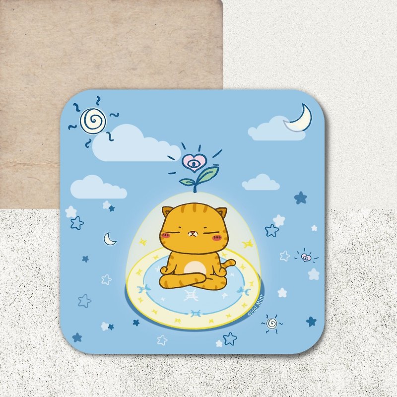 [Money Cat] Meditation Purification/Pvc Waterproof Sticker/Mist Surface/9cm - Stickers - Plastic Orange