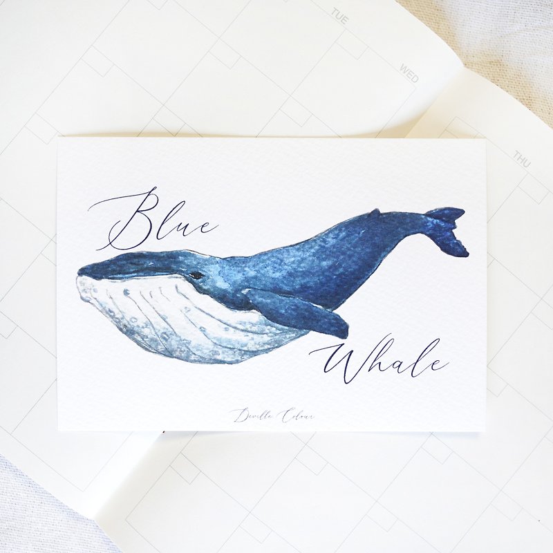 【Whale Falling Empire II-Blue Whale】Cross-grained watercolor paper postcard