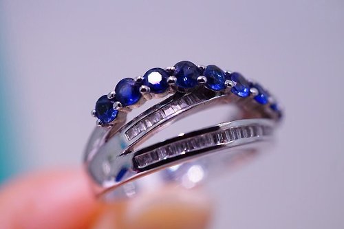 台北奧斯珠寶｜客製莫桑石、莫桑鑽、GIA鑽石、彩色寶石 台北奧斯珠寶 藍寶石戒指0.8克拉