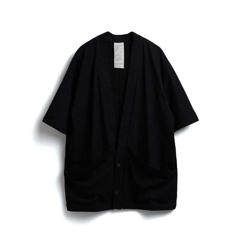 Cardigan - เสื้อโค้ทผู้ชาย - ผ้าฝ้าย/ผ้าลินิน สีดำ