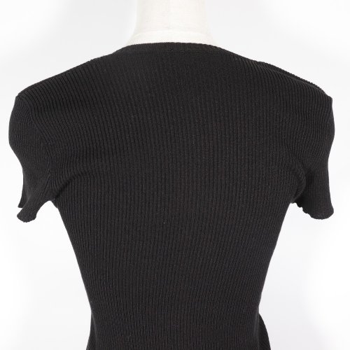CHANEL - 美品 CHANEL シャネル ココマーク パール サイズ38 ブラック 黒 シルバー金具 カシミヤ P50076K06342 半袖ニット カットソー 半袖Ｔシャツ レディース 501282 【中古】 CHANEL - 美品 CHANEL シャネル ココマーク パール サイズ38