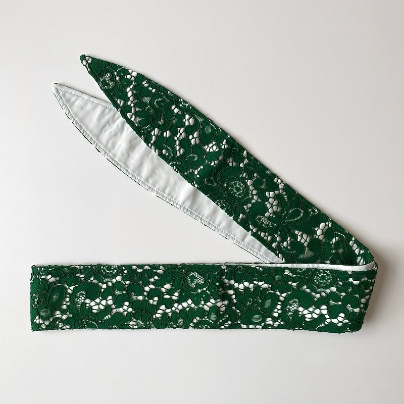 Cool Woman's Temperament-Self-tie Handmade Lace Hairband*Long Size - Headbands - Cotton & Hemp Green
