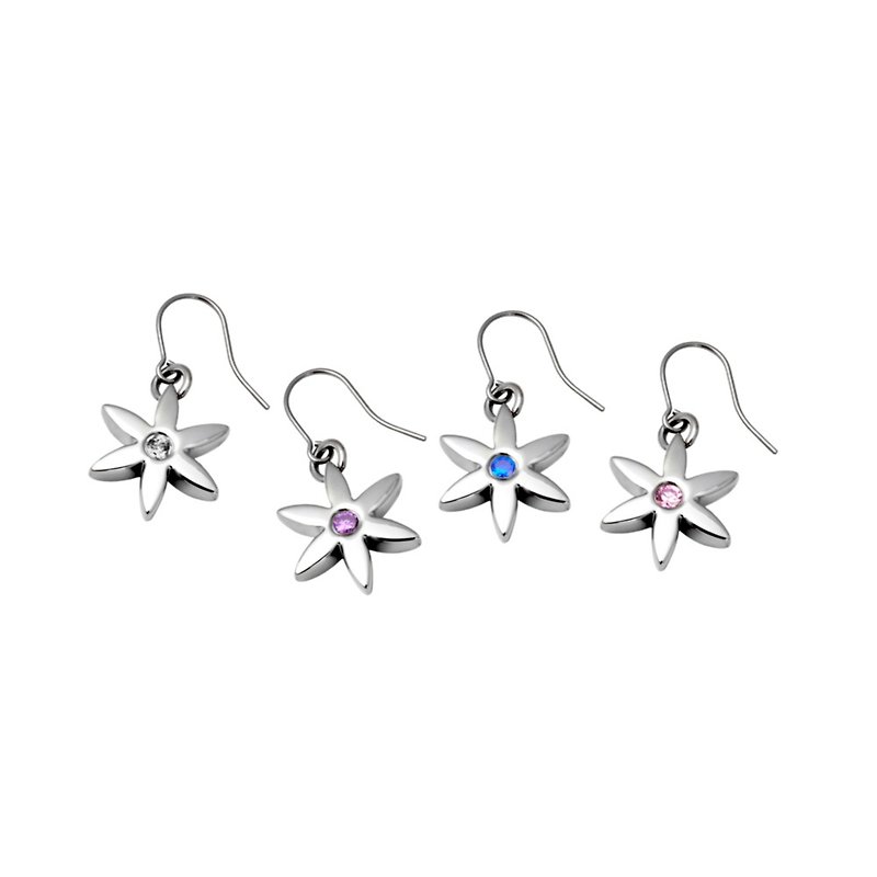 Pure Titanium Earrings- Flower( Middle) (white)x2 - Earrings & Clip-ons - Other Metals White