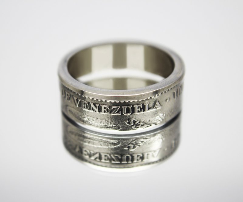 Venezuela Coin Ring 100 Bolivares 2001 coin rings for men coin rings gift - 戒指 - 其他金屬 