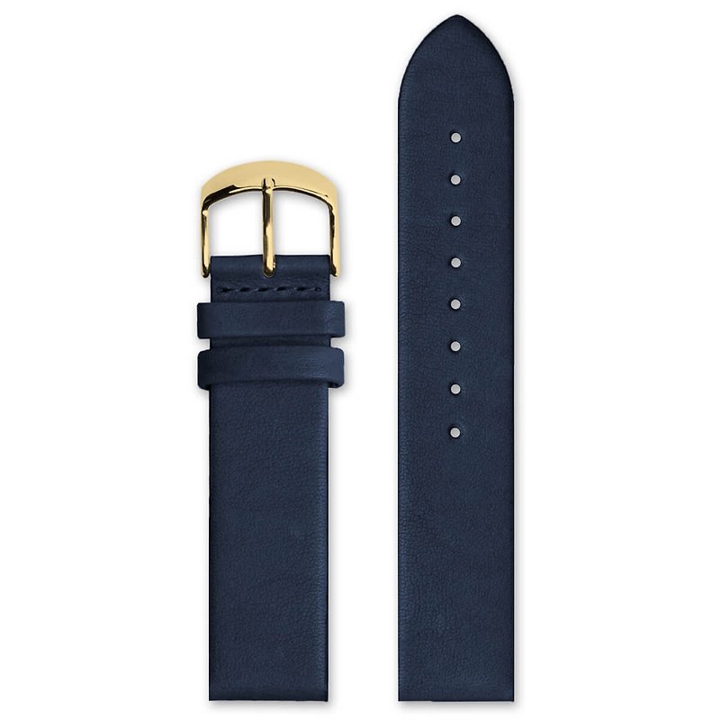 HYPERGRAND LEATHER BAND - 20mm - BLUE CALFSKIN (Gold buckle) - Women's Watches - Genuine Leather Blue