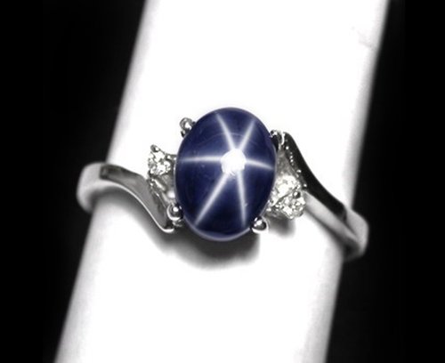 homejewgem 3.25 Natural star blue sapphier ring silver sterling 925 size 7.0 free resize