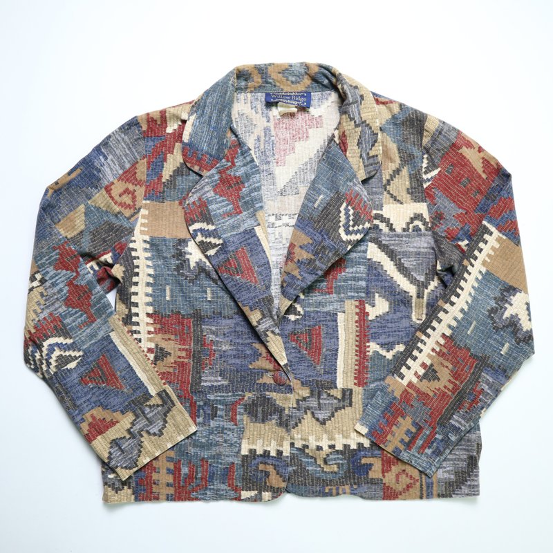 American made folk totem blouse vintage jacket - เสื้อแจ็คเก็ต - ผ้าฝ้าย/ผ้าลินิน หลากหลายสี