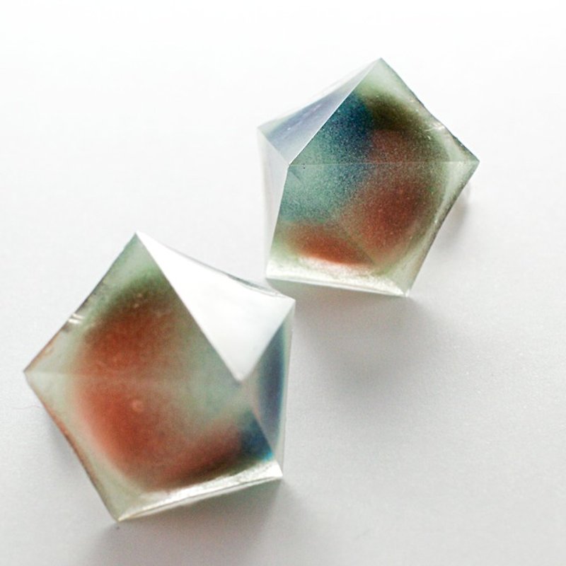 Pentagon dome earrings (sea jewelry box) - Earrings & Clip-ons - Other Materials Multicolor