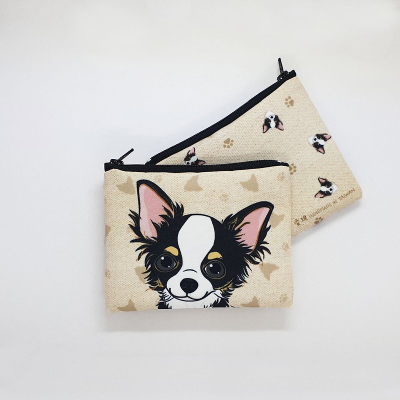 長毛吉娃娃 黑白/黃白/白/巧克力 蝴蝶犬  簡單收納零錢包 - 寵物袋/外出包 - 其他人造纖維 多色