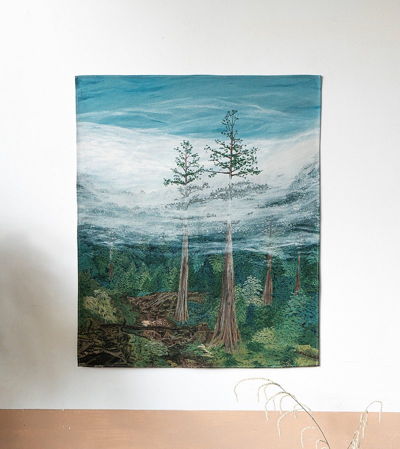 Taiwan Mountain Hanging Cloth - Taiwan Fir Forest 70 x 83 cm - โปสเตอร์ - ผ้าฝ้าย/ผ้าลินิน สีเขียว