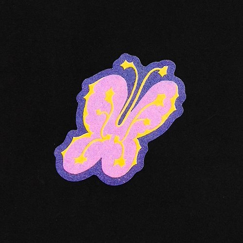 Two in row Original Risograph butterfly sparkle sticker