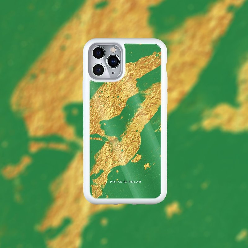 Polar Polar 綠色沙金紋 iPhone 鋼化玻璃手機殼 - 手機殼/手機套 - 塑膠 