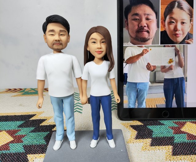 オーダーメイド】3D肖像画置物似顔絵/結婚祝い・記念日プレゼントに