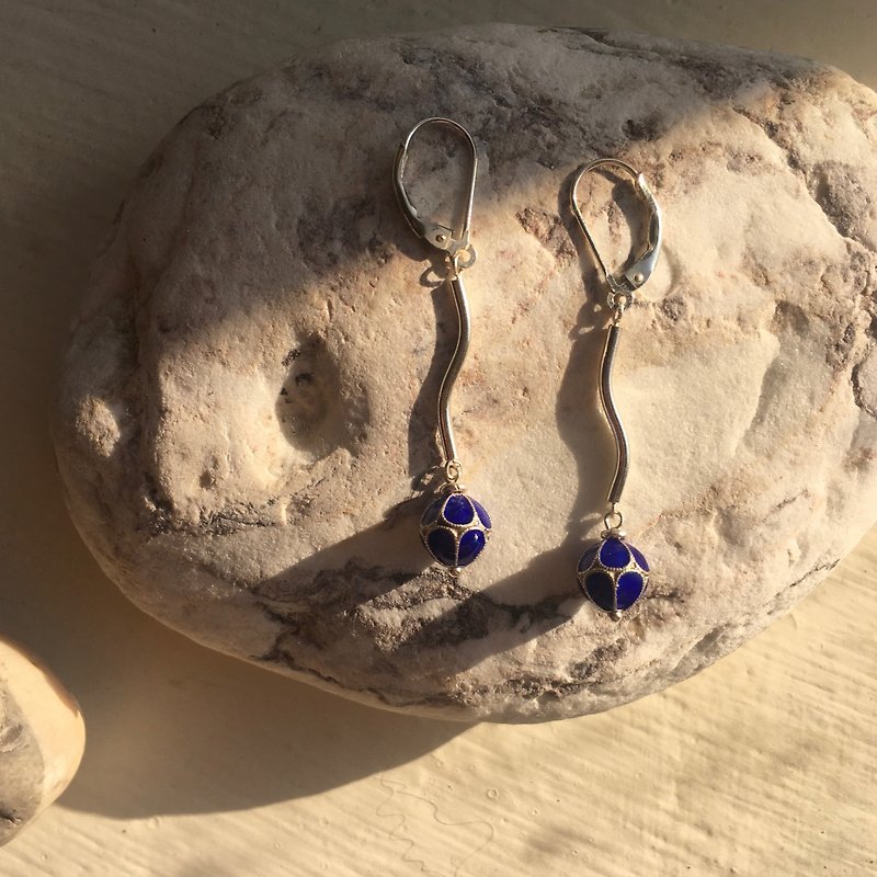 925 silver handmade enamel ball earrings / 925 tremella hook - ต่างหู - เงินแท้ 