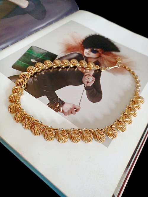 老時光製造所 vintage jewelry coro 典雅金色簍空圓葉項鍊