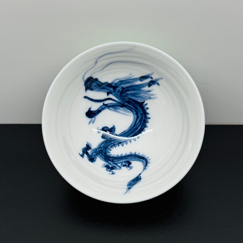 Hand-painted Auspicious Dragon - Peacock Round Cup by YuNing Chiu, 80ml, Yingge Ceramics G2-06 - ถ้วย - เครื่องลายคราม หลากหลายสี