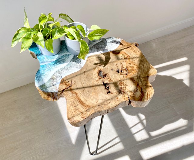 Raw wood clearance accent table