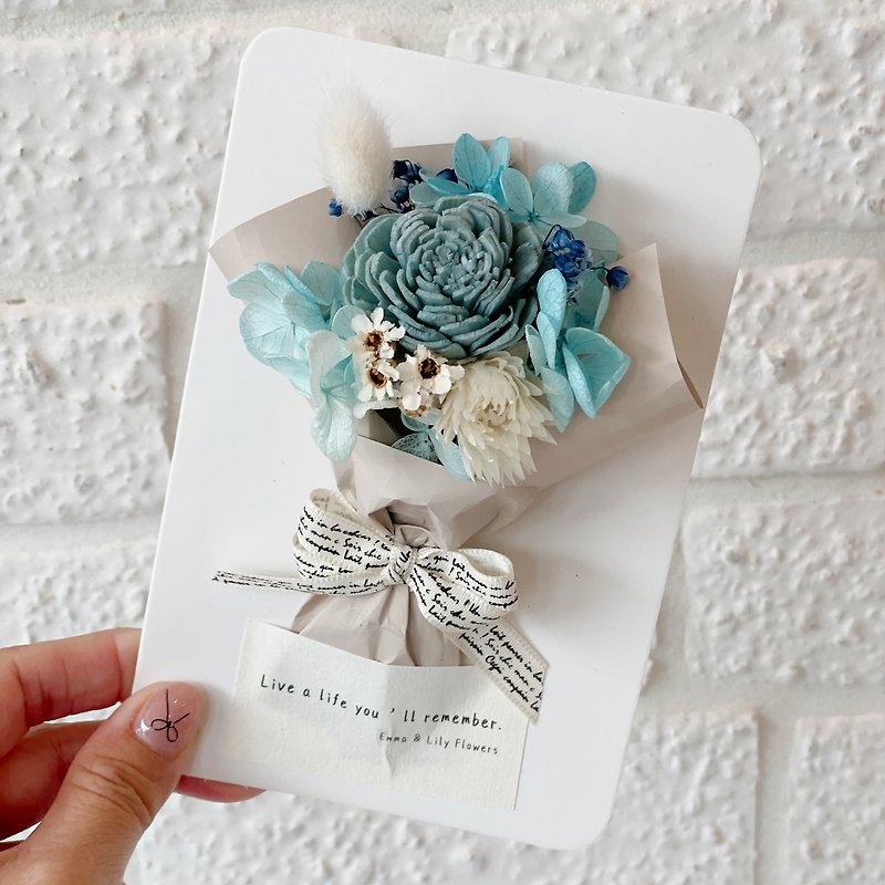 Dried flower sola diffuser card Valentine's Day card Mother's Day card Birthday card Thanksgiving card - Cards & Postcards - Paper Blue