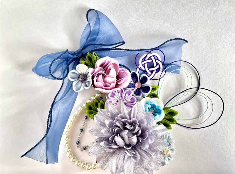 Bouquet Kanzashi Set,Blue,Purple,Coming-of-Age Ceremony,Bridal,Party,Formal - เครื่องประดับผม - เส้นใยสังเคราะห์ สีน้ำเงิน