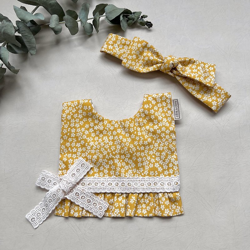 [Custom Embroidery - Miyue Gift Box] Spring small yellow flower lace bib headband