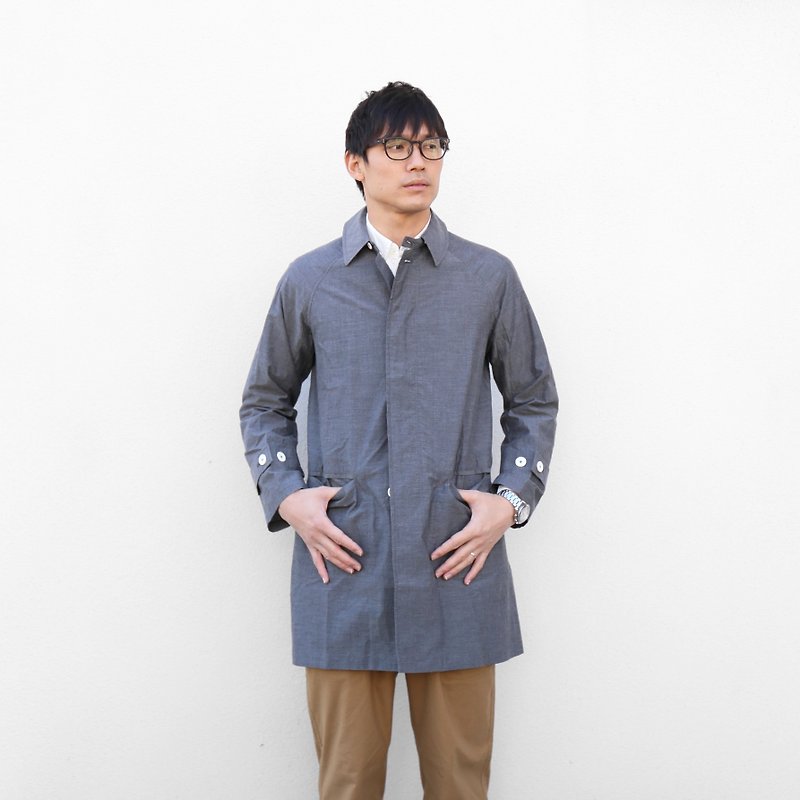 タイプライタークロスステンカラーコート・ユニセックスsize2 - 外套/大衣 - 棉．麻 灰色