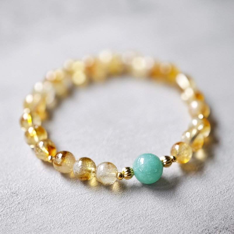 Golden Honey Bracelet Citrine Burmese Jade Birthday Gift Customized Crystal - สร้อยข้อมือ - คริสตัล สีเหลือง