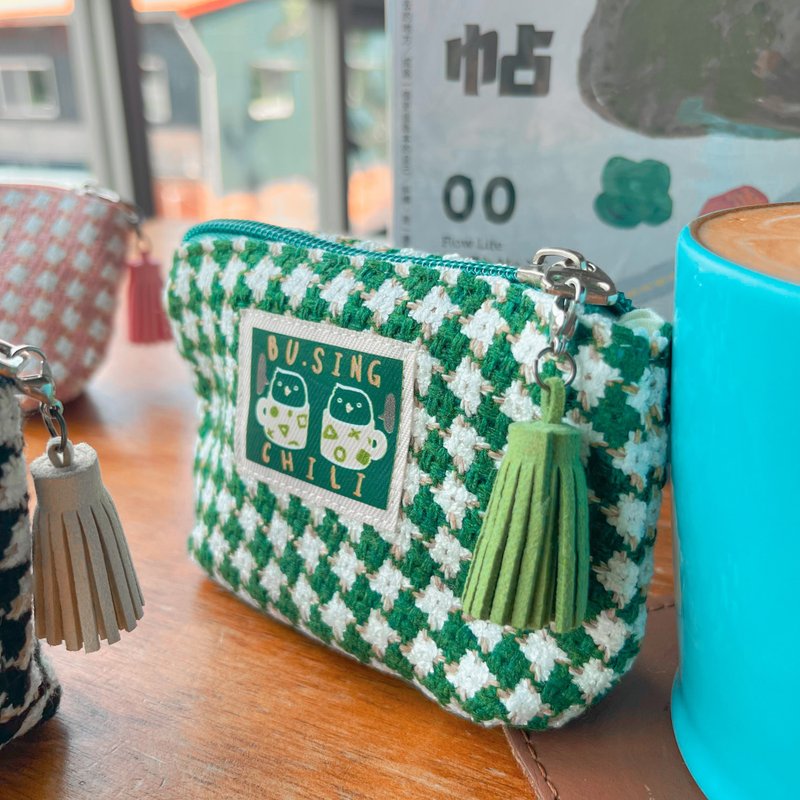 Chili small fragrant woven bag-fresh green - กระเป๋าใส่เหรียญ - ผ้าฝ้าย/ผ้าลินิน สีเขียว