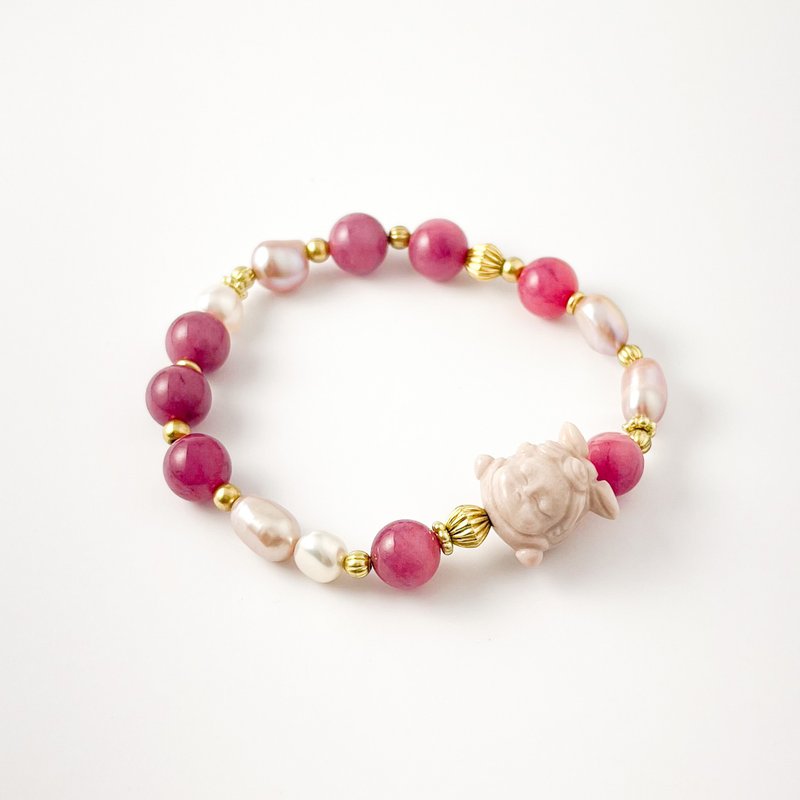 Alxa Doll / Alxa Gobi Agate Rose Stone Baroque Freshwater Pearl Bracelet - Bracelets - Semi-Precious Stones 