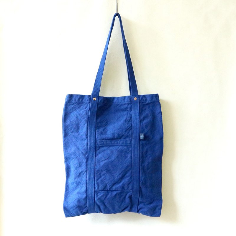 M/S Tote M [Ruri] (VC-46M) - กระเป๋าถือ - ผ้าฝ้าย/ผ้าลินิน สีน้ำเงิน