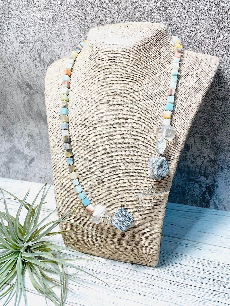 Riverside Tianhe Stone White Crystal Network Stone Sterling Silver Necklace - Necklaces - Semi-Precious Stones Multicolor