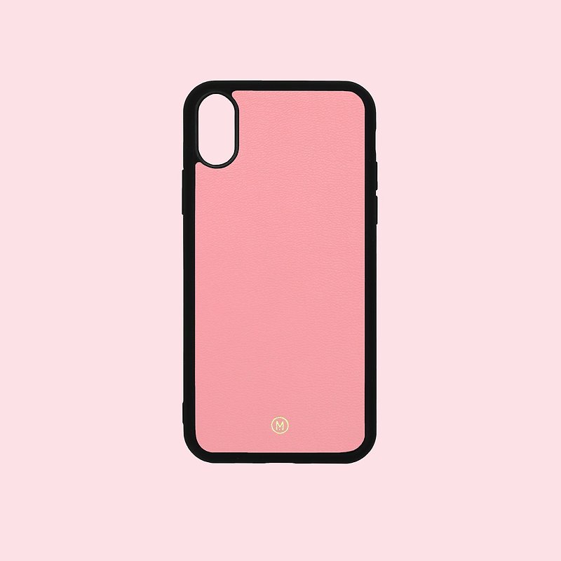 Customized Gift Genuine Goat Leather Series Macaron Dream Color Cherry Blossom Pink iPhone Case - Phone Cases - Genuine Leather Pink