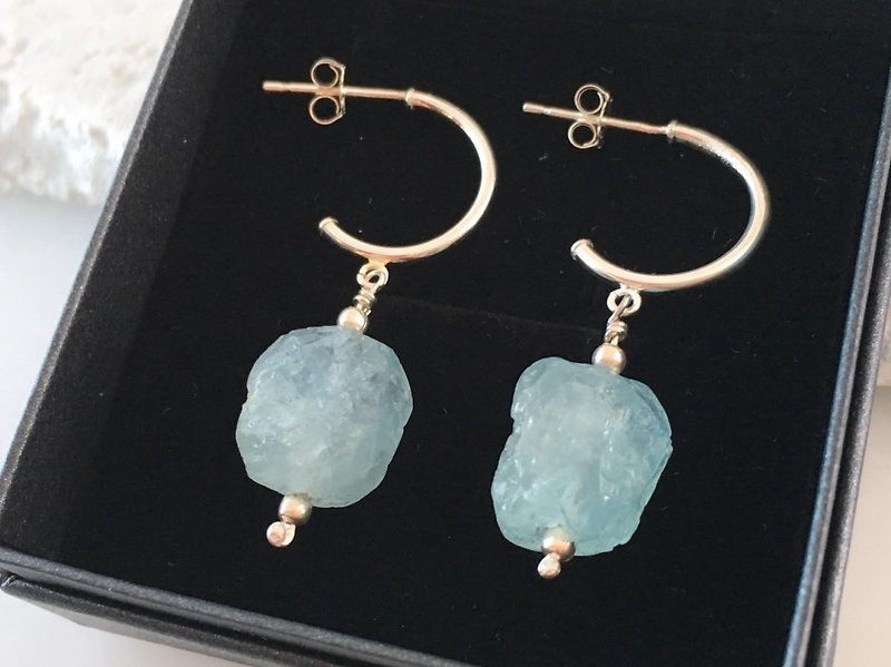 ◇ Aquamarine Ore ◇ SV earrings - Earrings & Clip-ons - Other Metals 