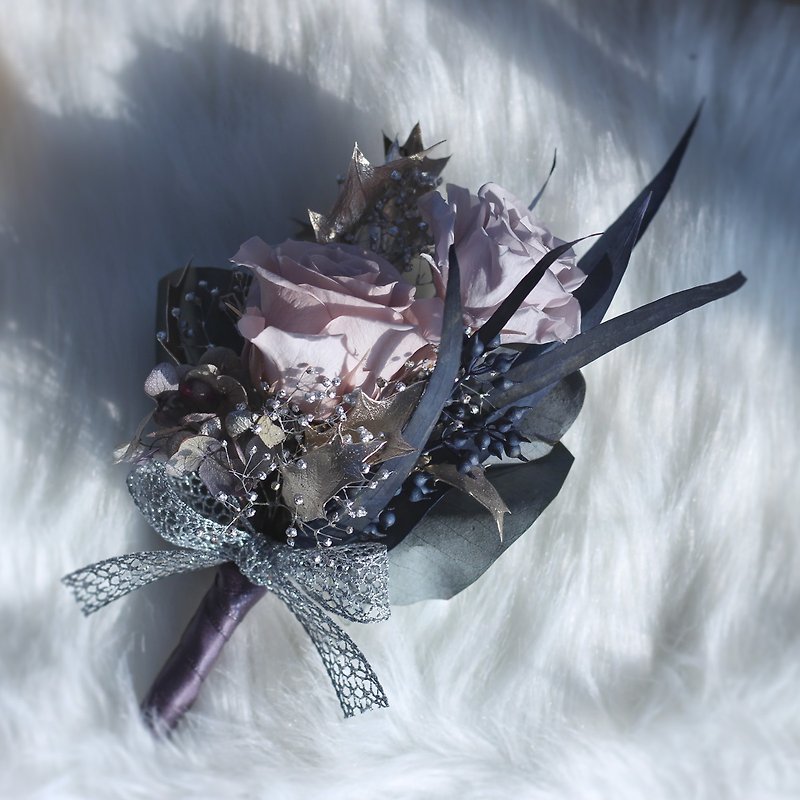 Wedding small things / immortal flower corsage / lotus root pink gray wedding corsage / wedding best wishes - ช่อดอกไม้แห้ง - พืช/ดอกไม้ หลากหลายสี