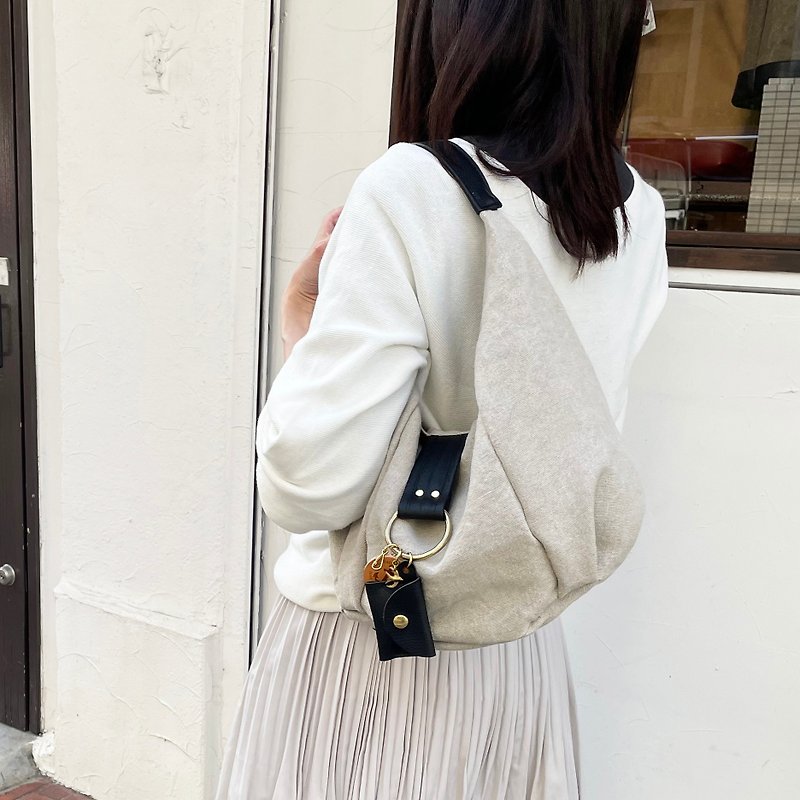 polta-mini-linen Generated x Black Linen Canvas Bag - Messenger Bags & Sling Bags - Cotton & Hemp Khaki