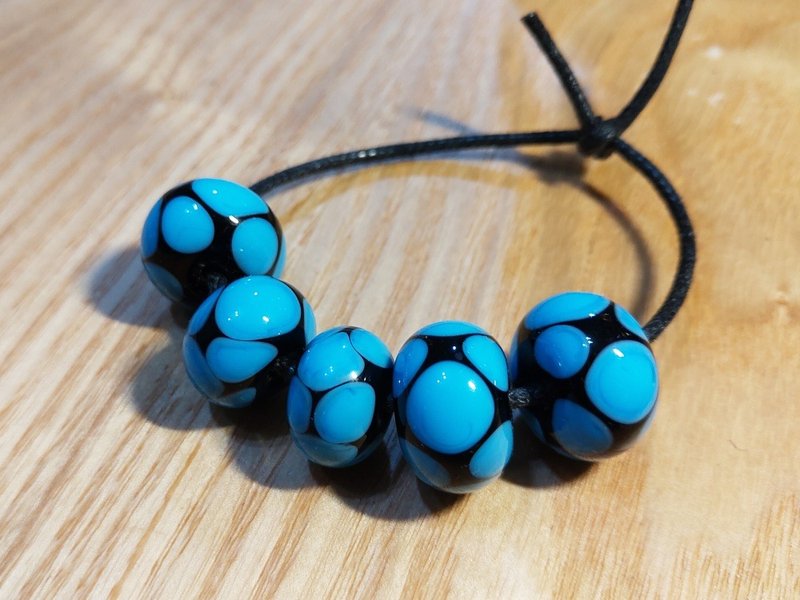 Blue Petal Glass Beads | Lampwork Fired - Pottery & Glasswork - Glass Blue