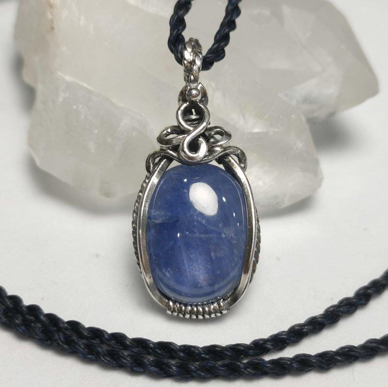 Natural unburned sapphire/Sri Lanka-sterling silver braided design ...