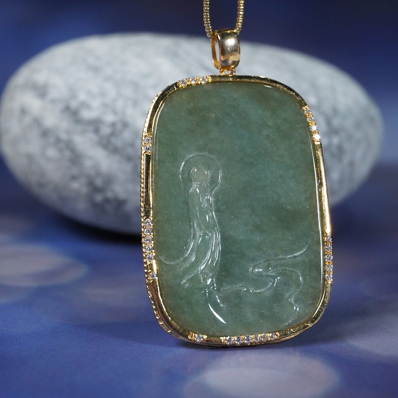 Ice Jadeite Pendant Without Phase Buddha Design 925 Sterling Silver | Natural A Jadeite | Gift